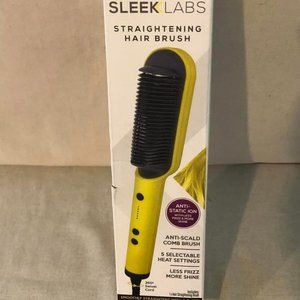 NIB Ceramic Sleek Labs Hair Straightening Hair Brush W/ 5 Settings